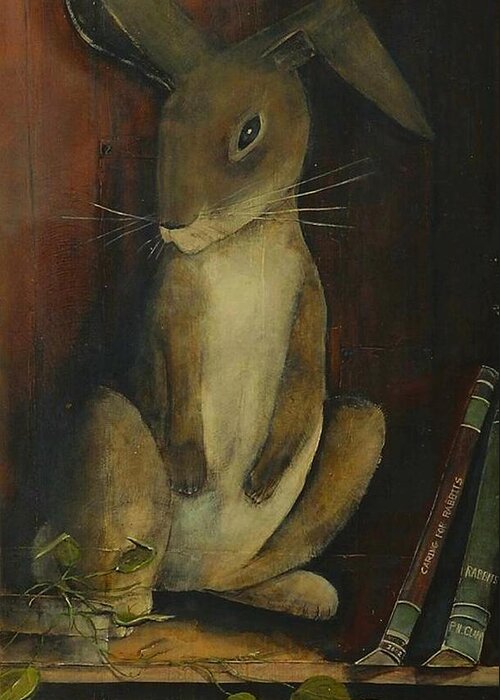 Jack Rabbit Greeting Card featuring the painting The Jack Rabbit by Diane Strain