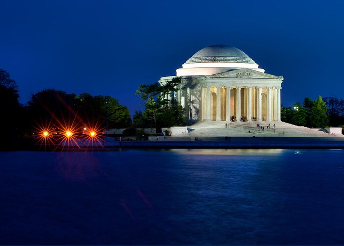 America Greeting Card featuring the photograph The Jefferson Memorial at the Blue Hour of Twilight by Mitchell R Grosky