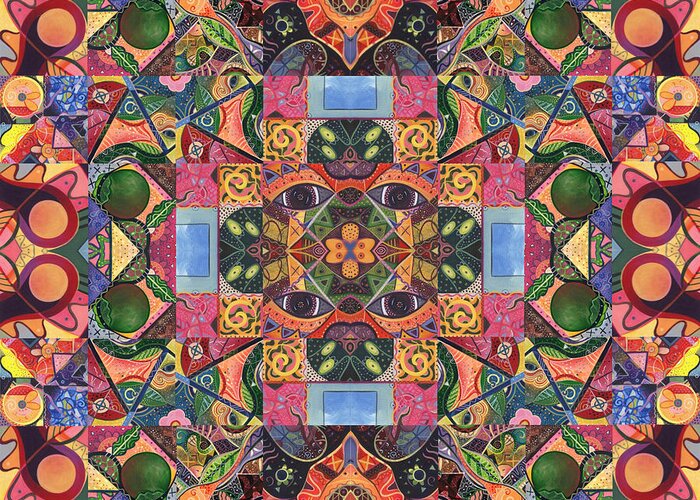 Organic Greeting Card featuring the digital art The Joy of Design Mandala Series Puzzle 2 Arrangement 2 by Helena Tiainen