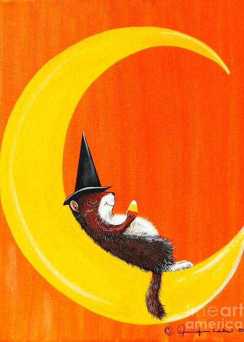 Halloween Greeting Card featuring the painting The Joy of Halloween by Jennifer Lake