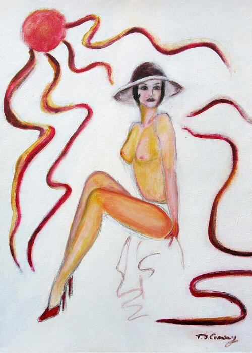 Glamour Greeting Card featuring the painting The lady in red high heels by Tom Conway
