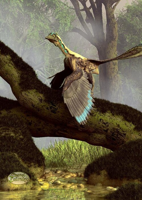 Archaeopteryx Greeting Card featuring the digital art The Last Dinosaur by Daniel Eskridge