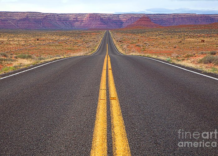 Red Soil Greeting Card featuring the photograph The Long Road Ahead by Jim Garrison
