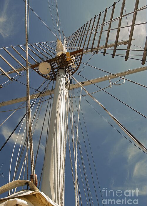 Schooner Greeting Card featuring the photograph The Mainmast Of The Amazing Grace by Jani Freimann