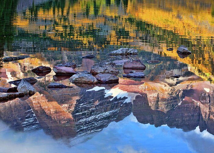 Autumn Colors Greeting Card featuring the photograph The Maroon Bells Reflected by Jim Garrison