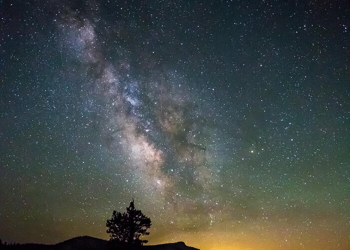Milky Greeting Card featuring the photograph The Milky Way meets the Aspen Fire by Mike Lee
