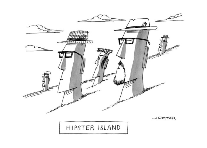 Hipster Island Greeting Card featuring the drawing Hipster Island by Joe Dator