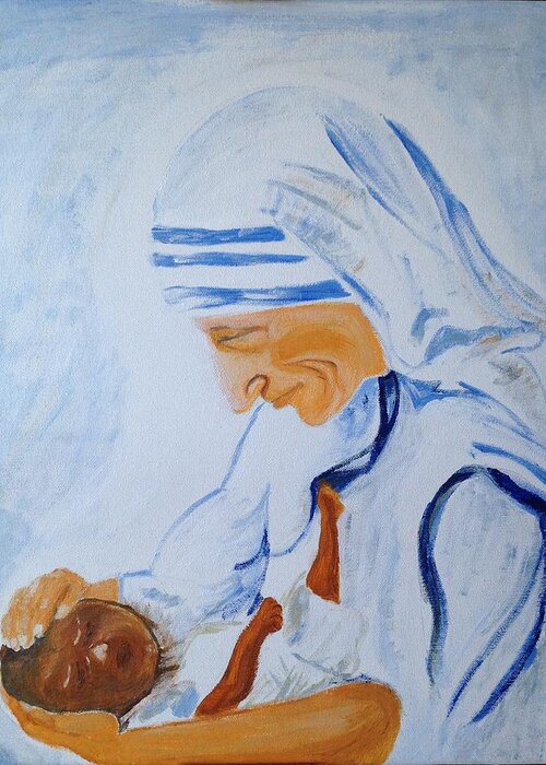 Mother Greeting Card featuring the painting The Mother by Brindha Naveen