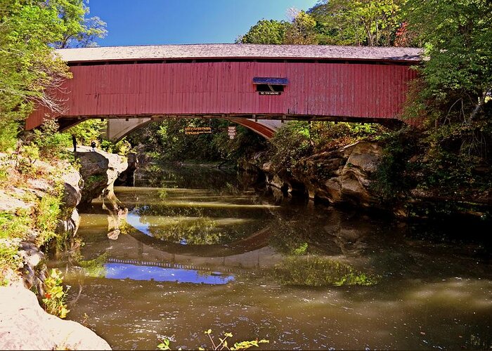 Covered Bridge Greeting Card featuring the photograph The Narrows Covered Bridge 1 by Marty Koch