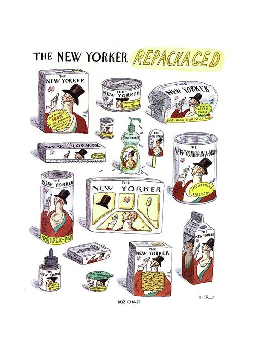 The New Yorker Repackaged
(a Series Of About Fifteen New Yorker Food Products All Featuring The New Yorker Character Eustace Tilley. These Include Bread Greeting Card featuring the drawing The New Yorker Repackaged by Roz Chast