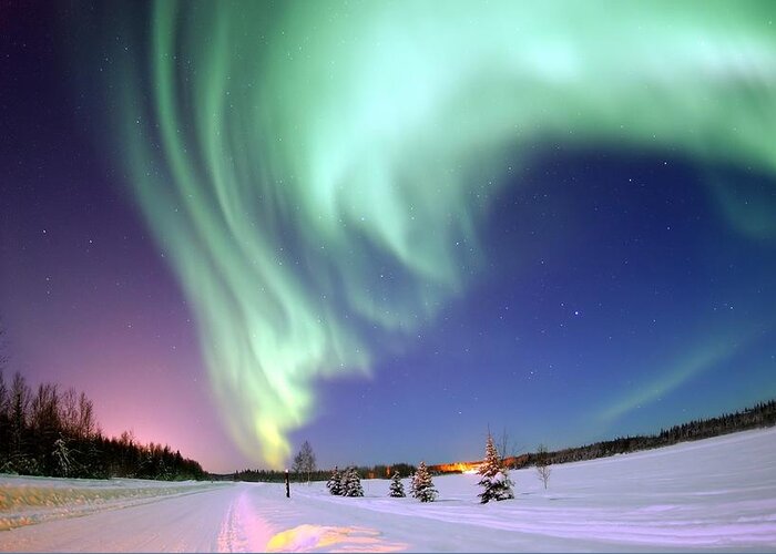 Alaska Greeting Card featuring the photograph The Northern Lights by Mountain Dreams