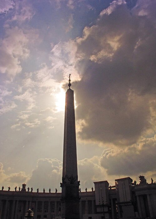 Vatican Greeting Card featuring the photograph The Obelisk by Joe Winkler