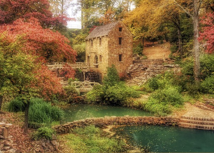 Old Mill Greeting Card featuring the photograph The Old Mill in Autumn - Arkansas - North Little Rock by Jason Politte