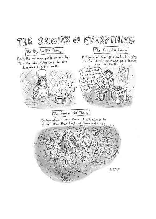 Big Bang Greeting Card featuring the drawing 'the Origins Of Everything' by Roz Chast