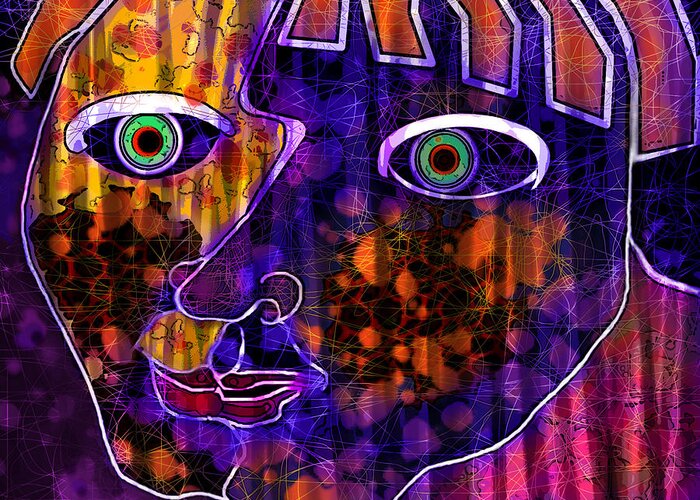 Portrait Greeting Card featuring the digital art The Other Cheek by Carol Jacobs