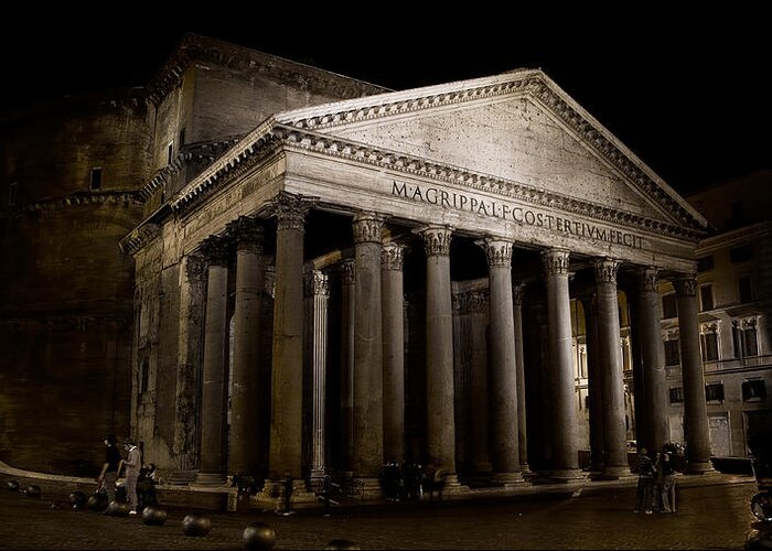 Pantheon Greeting Card featuring the photograph The Pantheon at night by Weston Westmoreland