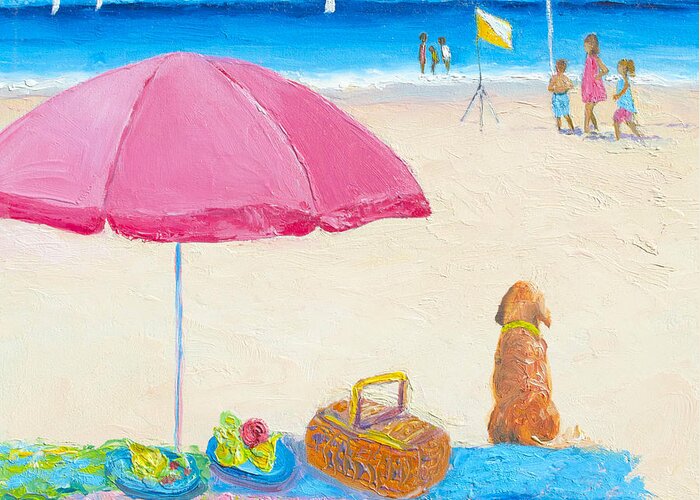 Beach Greeting Card featuring the painting The Picnic by Jan Matson