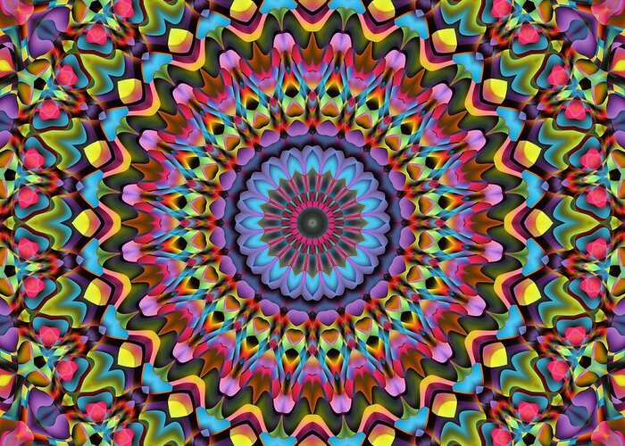 Psychedelic Greeting Card featuring the digital art The Psychedelic Days by Lyle Hatch