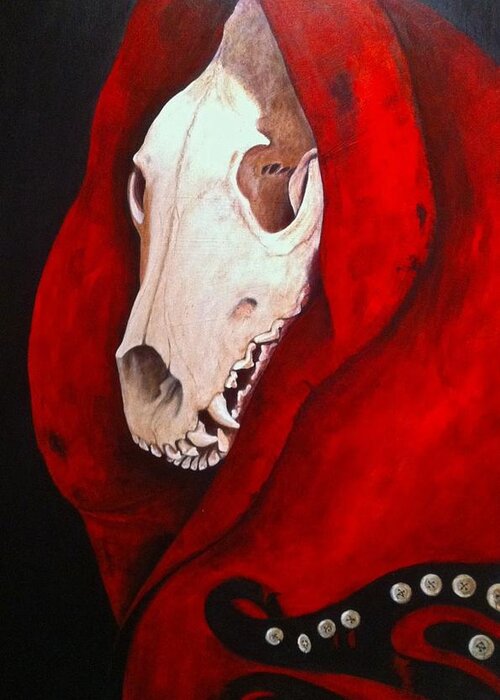 Dark Art Greeting Card featuring the painting The Rapacious Wolf by Elaine Booth-Kallweit