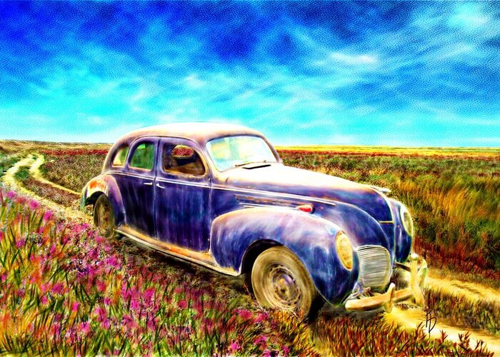 Watercolor Greeting Card featuring the digital art The Rare and Elusive Lincoln Zephyr by Ric Darrell