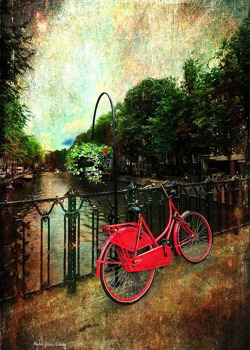 Red Greeting Card featuring the photograph The Red Bicycle by Randi Grace Nilsberg