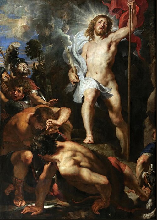 Peter Paul Rubens Greeting Card featuring the painting The Resurrection of Christ.Central Panel by Peter Paul Rubens