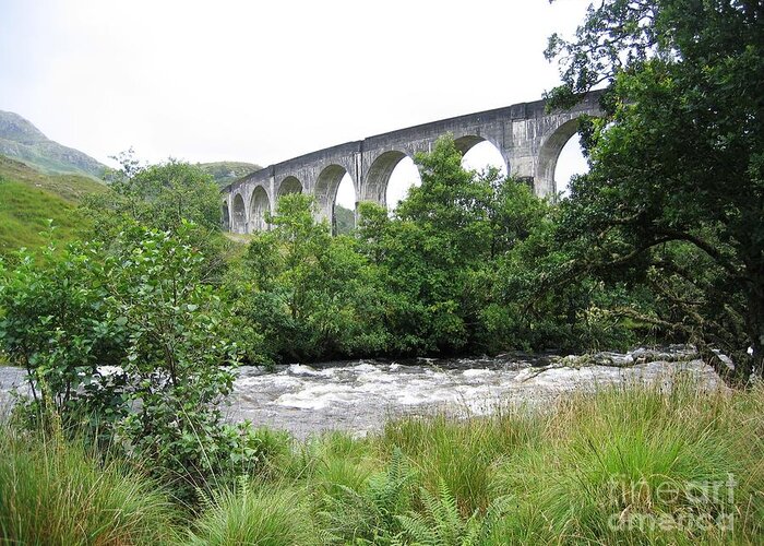 Scottish Highlands Greeting Card featuring the photograph The River And The Viaduct by Denise Railey