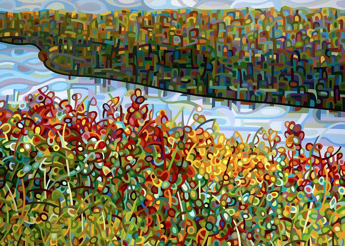 Art Greeting Card featuring the painting The River by Mandy Budan