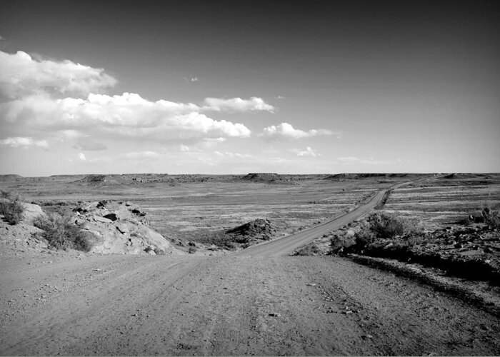The Greeting Card featuring the photograph The Road To Chaco bw by Elizabeth Sullivan