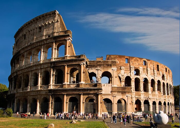 Colosseum Greeting Card featuring the photograph The Roman Colosseum by Weston Westmoreland