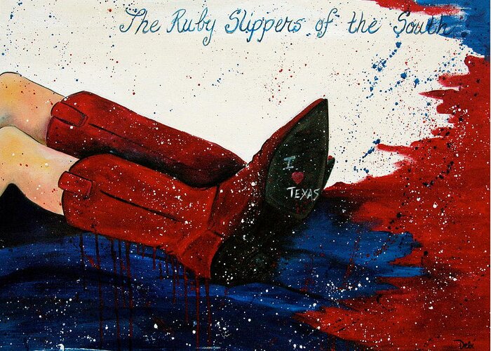 Ruby Slippers Of The South Greeting Card featuring the painting The Ruby Slippers of the South by Debi Starr