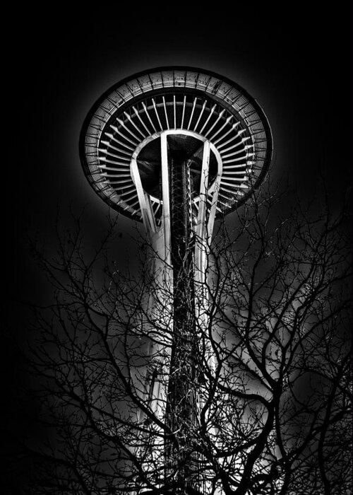 The Seattle Space Needle At Night Greeting Card featuring the photograph The Seattle Space Needle at Night by David Patterson