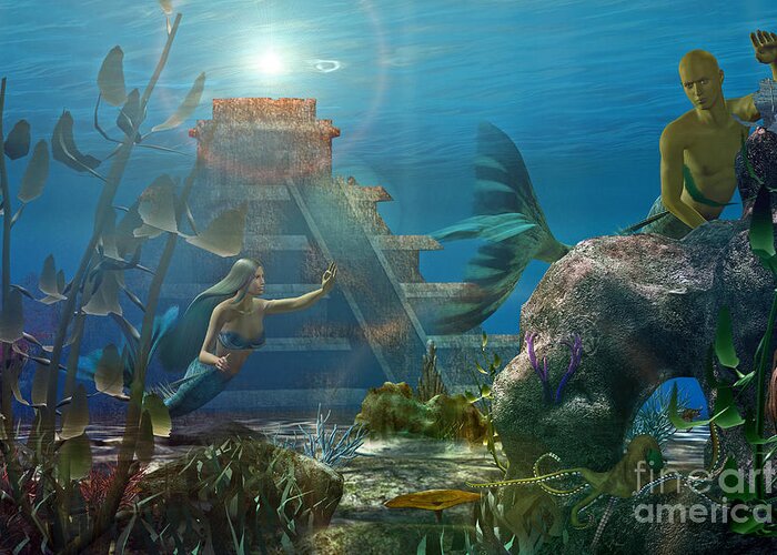 Atlantis Greeting Card featuring the digital art The Secret Garden by Shadowlea Is