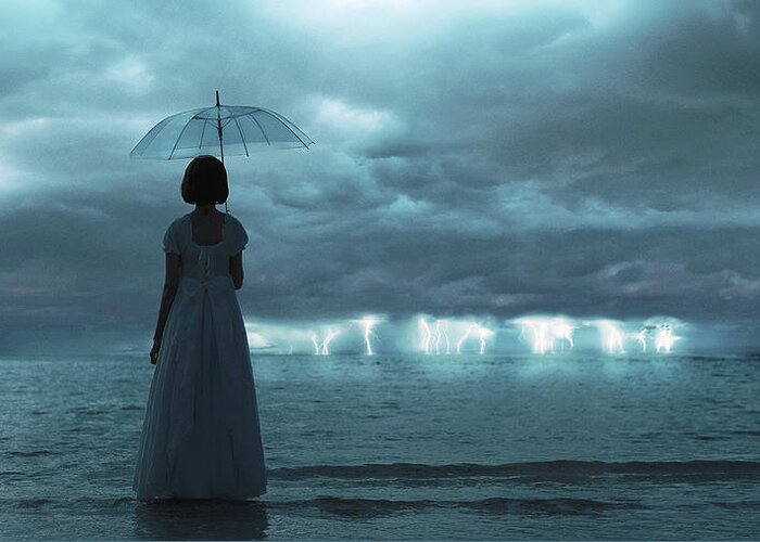 Lightning Greeting Card featuring the photograph The Silent Sea by Terry F