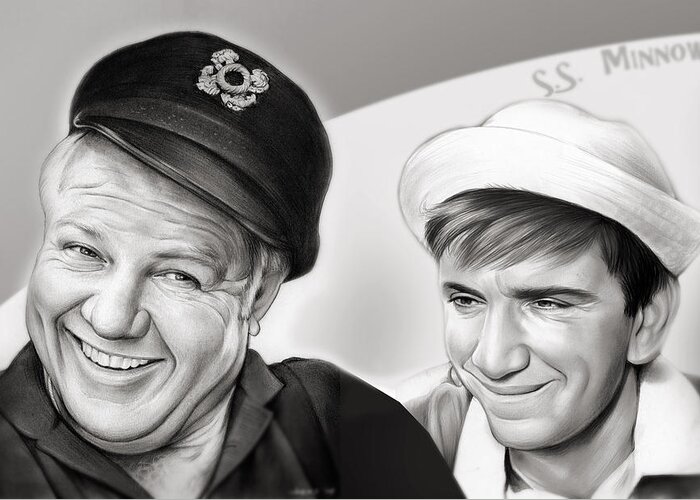 Gilligan's Island Greeting Card featuring the mixed media The Skipper and Gilligan by Greg Joens