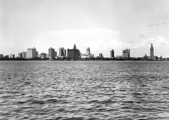 1920s Greeting Card featuring the photograph The Skyline Of Miami #1 by Underwood Archives