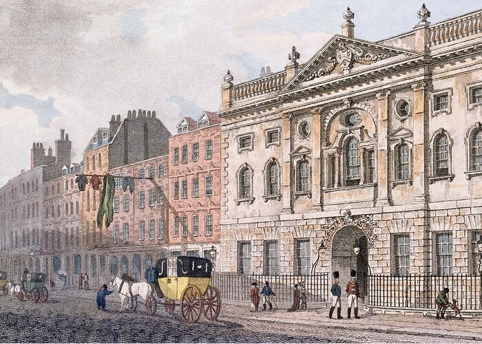 Architecture Greeting Card featuring the photograph The South Front Of Ironmongers Hall, From R. Ackermanns Repository Of Arts 1811 Colour Litho by English School