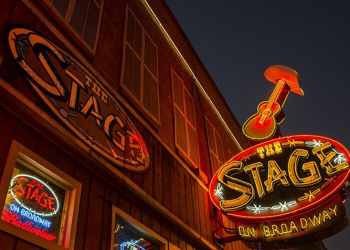 Nashville Greeting Card featuring the photograph The Neon Stage by Glenn DiPaola