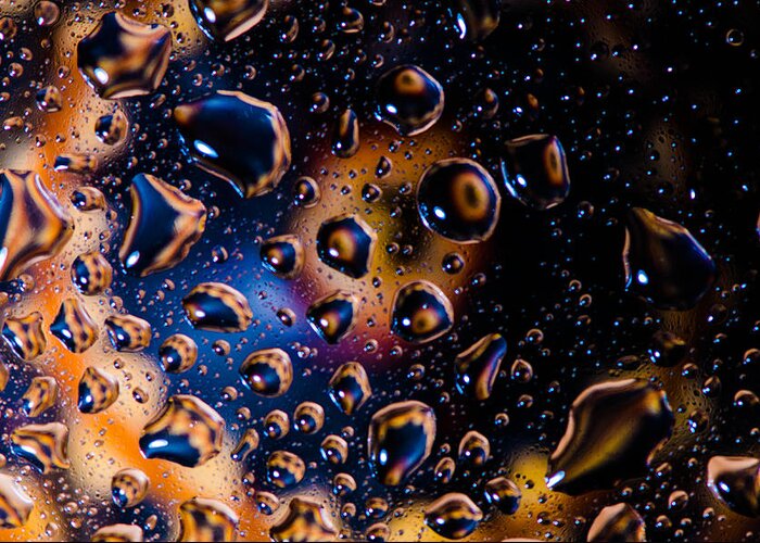 Space Water Drop Water Drop On Glass Fine Art America Bruce Pritchett Artist Websites Macro Closeup Flash Greeting Card featuring the photograph The Stars of Mars by Bruce Pritchett