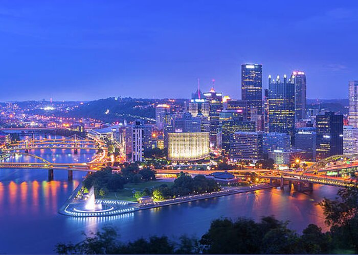 Pittsburgh Greeting Card featuring the photograph The Steel City by Michael Zheng