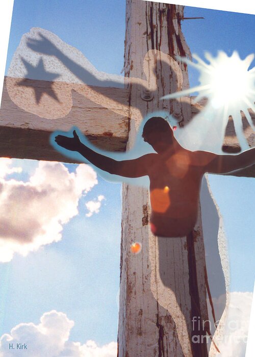 Cross Greeting Card featuring the photograph The Sun's Son Cross Collage by Heather Kirk