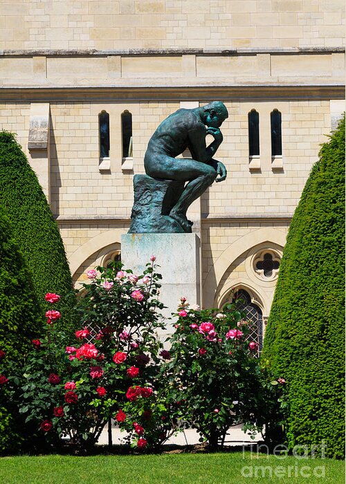 The Thinker Greeting Card featuring the photograph The Thinker by Auguste Rodin by Louise Heusinkveld