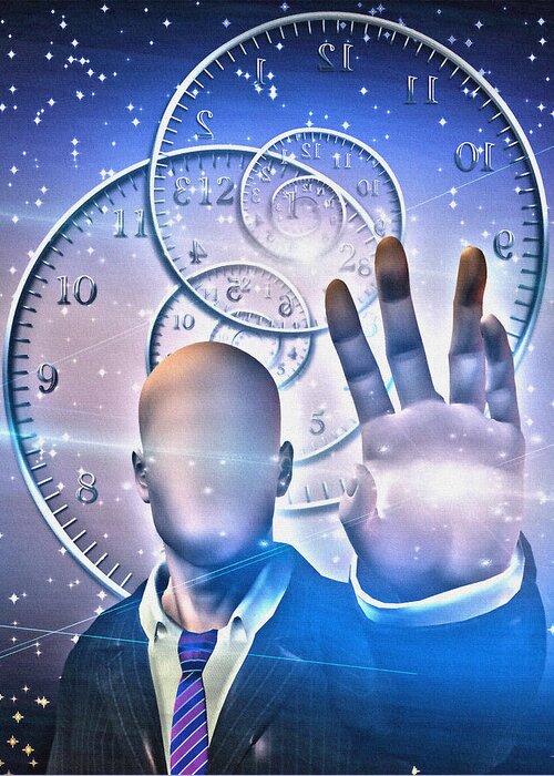 Adult Greeting Card featuring the digital art The time keeper by Bruce Rolff