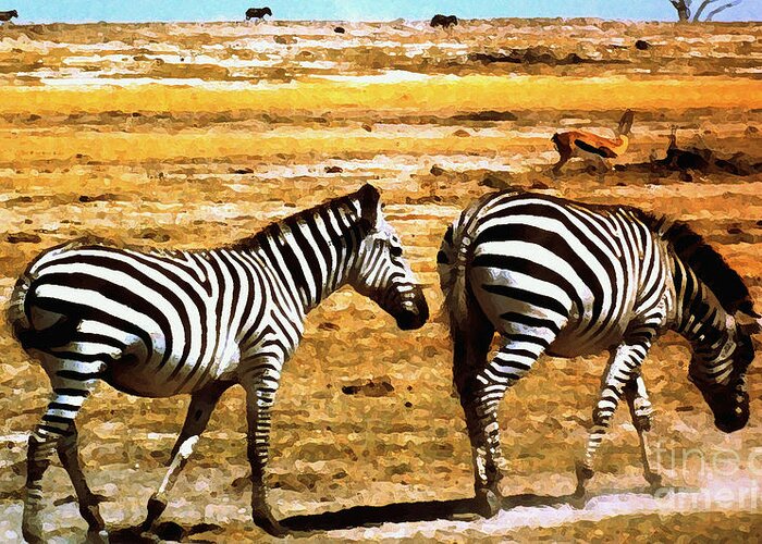 Zebra Greeting Card featuring the photograph The Tired Zebras by Lydia Holly