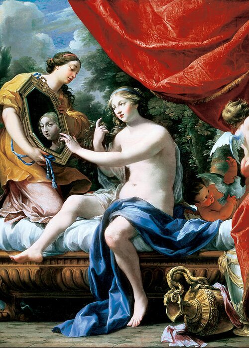 Idealised Greeting Card featuring the photograph The Toilette Of Venus, 1629 Oil On Canvas by Simon Vouet