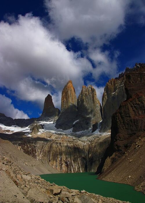 Torres Del Paine Greeting Card featuring the photograph The Towers 2 by FireFlux Studios