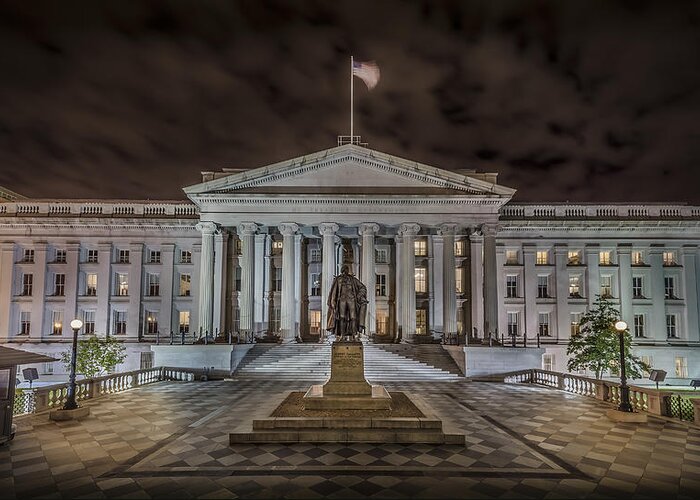 Building Greeting Card featuring the photograph The Treasury Department by David Morefield