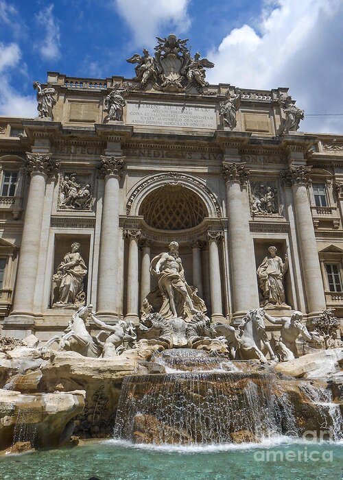 Rome Greeting Card featuring the photograph The Trevi Fountain- 2 by Elizabeth M