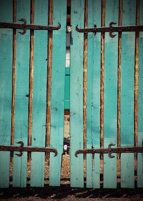 Turquoise Greeting Card featuring the photograph The Turquoise Gate by Holly Blunkall