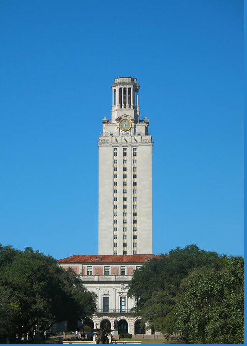 Clock Tower Greeting Card featuring the photograph The University of Texas Tower by Connie Fox